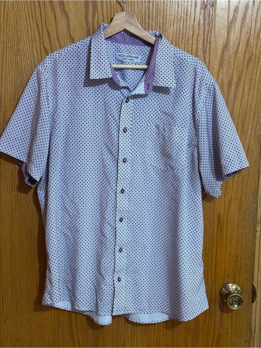 Nick Graham Men's Short-Sleeve Microprint Button-Down Shirt xxl